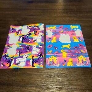 Vintage Lisa Frank‎ Stickers Penguins Puppies Polar Bear Lot 2 Sheets S276 S364
